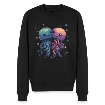 Niedlichen Tiere Qualle - Männer Premium Bio Pullover - Schwarz - Vorne - Nico (187cm)