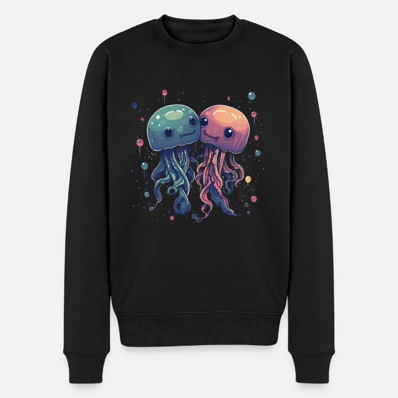 Méduses animaux mignons - Pull Premium bio Homme - noir