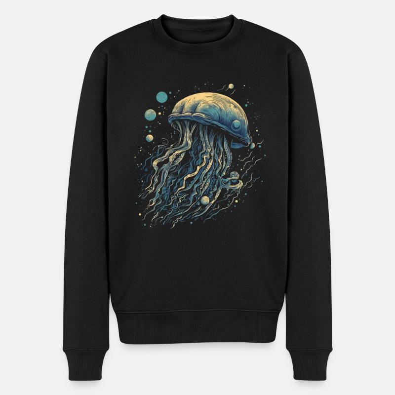Qualle - Männer Premium Bio Pullover - Schwarz