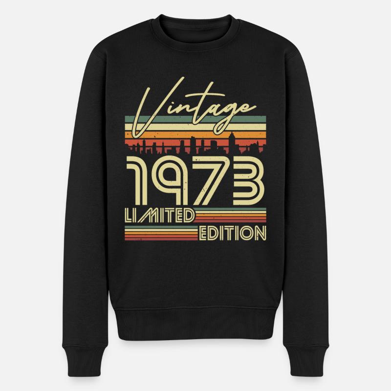1973 Vintage Jahrgang Geburtstag Retro Geschenk - Männer Premium Bio Pullover - Schwarz