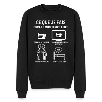 couture temps libre couturier - Pull Premium bio Homme - noir - Devant - Nico (187cm)