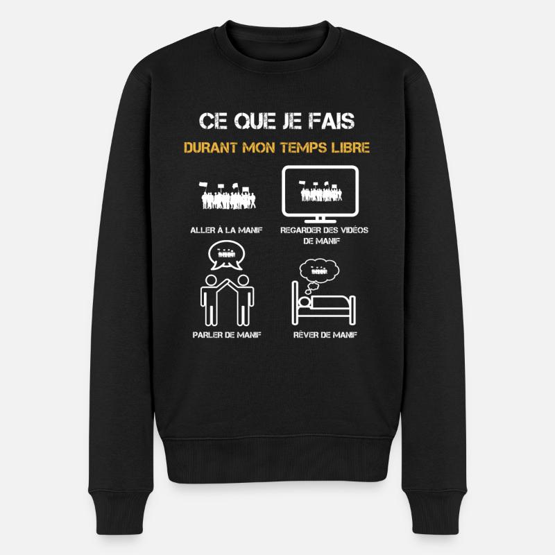manif temps libre humour - Pull Premium bio Homme - noir