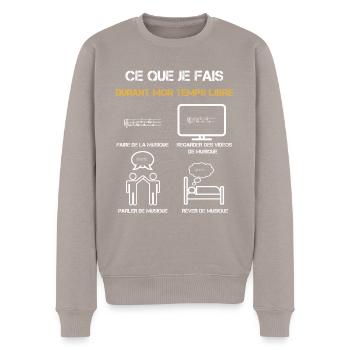 musique temps libre humour - Pull Premium bio Homme - taupe - Devant - Nico (187cm)