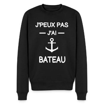 je peux pas j'ai bateau marin humour - Pull Premium bio Homme - noir - Devant - Nico (187cm)