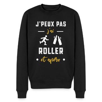 je peux pas j'ai roller apéro humour - Pull Premium bio Homme - noir - Devant - Nico (187cm)