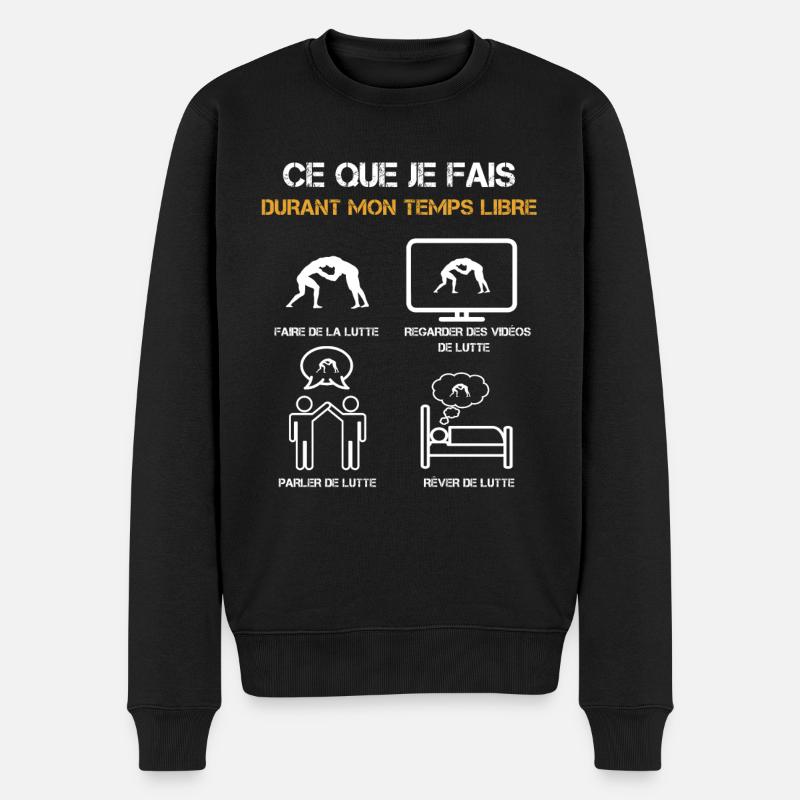 ce que je fais durant mon temps libre Lutte - Pull Premium bio Homme - noir