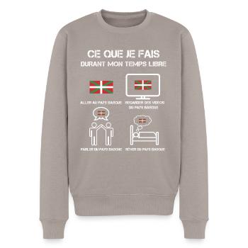 temps libre Basque - Pull Premium bio Homme - taupe - Devant - Nico (187cm)