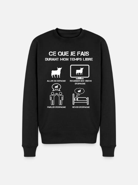 Freizeit Spanien Stier - Männer Premium Bio Pullover - Schwarz