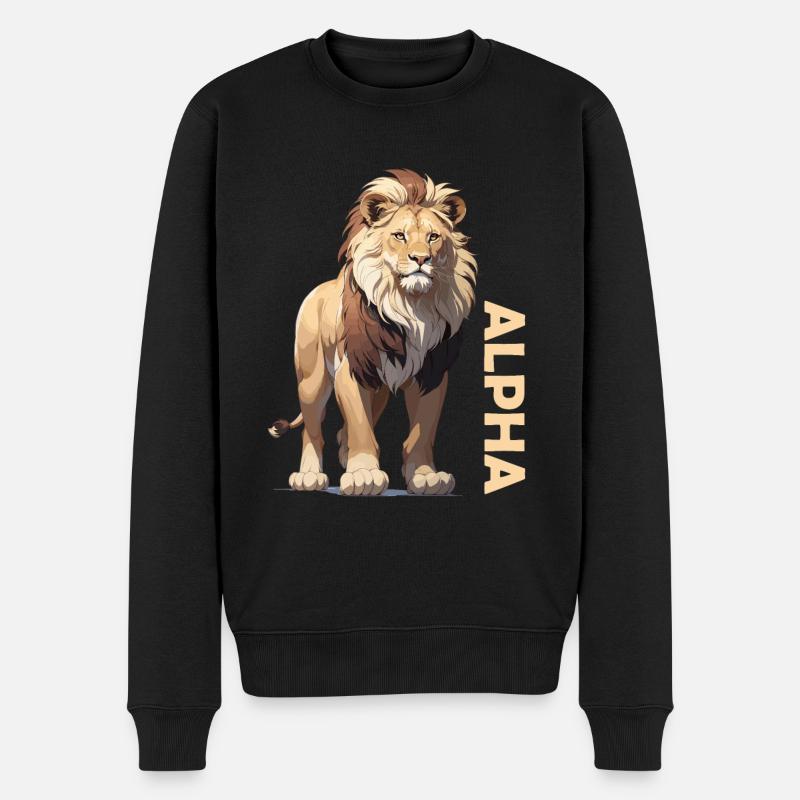 Alpha Löwe - Männer Premium Bio Pullover - Schwarz