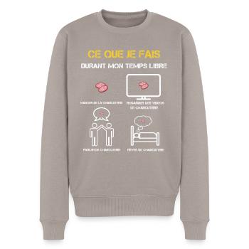 cadeaux temps libre charcuterie - Pull Premium bio Homme - taupe - Devant - Nico (187cm)