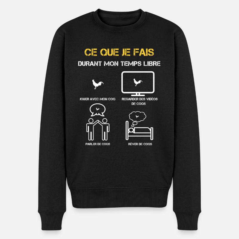 Hahn Freizeit Geschenke - Männer Premium Bio Pullover - Schwarz