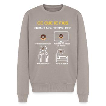 cadeaux temps libre donuts - Pull Premium bio Homme - taupe - Devant - Nico (187cm)