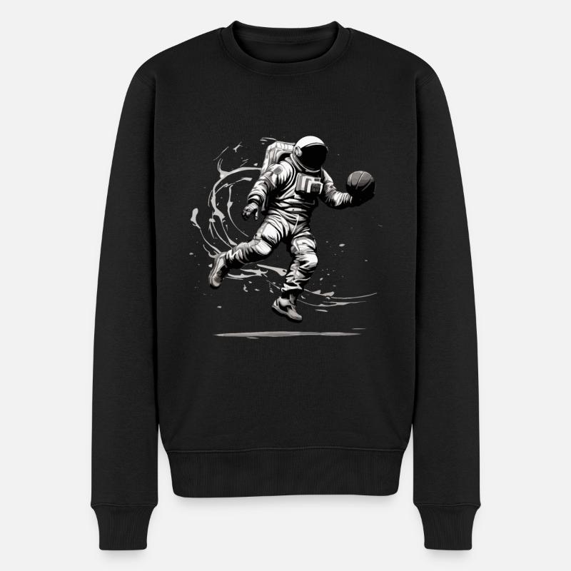 Astronaute avec ballon de basket - Pull Premium bio Homme - noir