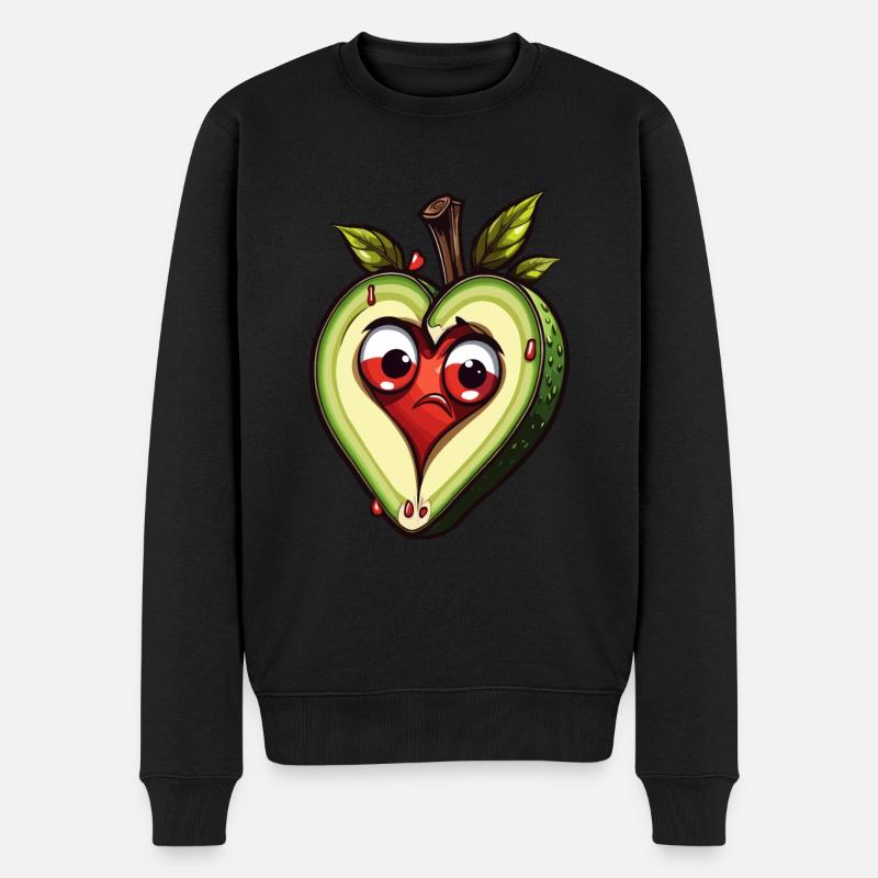 Avocado mit Herzkern - Männer Premium Bio Pullover - Schwarz