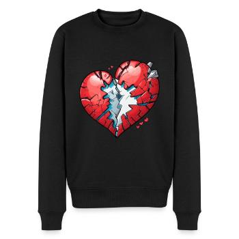 Gebrochenes Herz - Männer Premium Bio Pullover - Schwarz - Vorne - Nico (187cm)