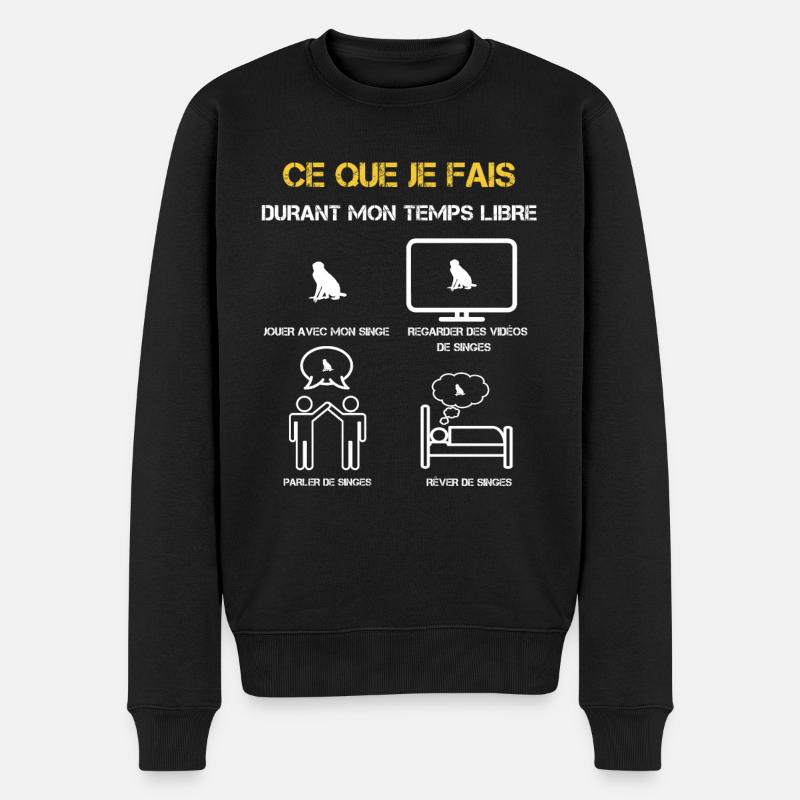 cadeaux temps libre singe - Pull Premium bio Homme - noir