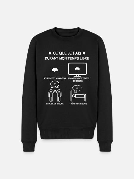 Bison-Freizeitgeschenk - Männer Premium Bio Pullover - Schwarz