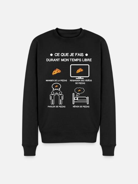 Freizeit Pizza Geschenk - Männer Premium Bio Pullover - Schwarz