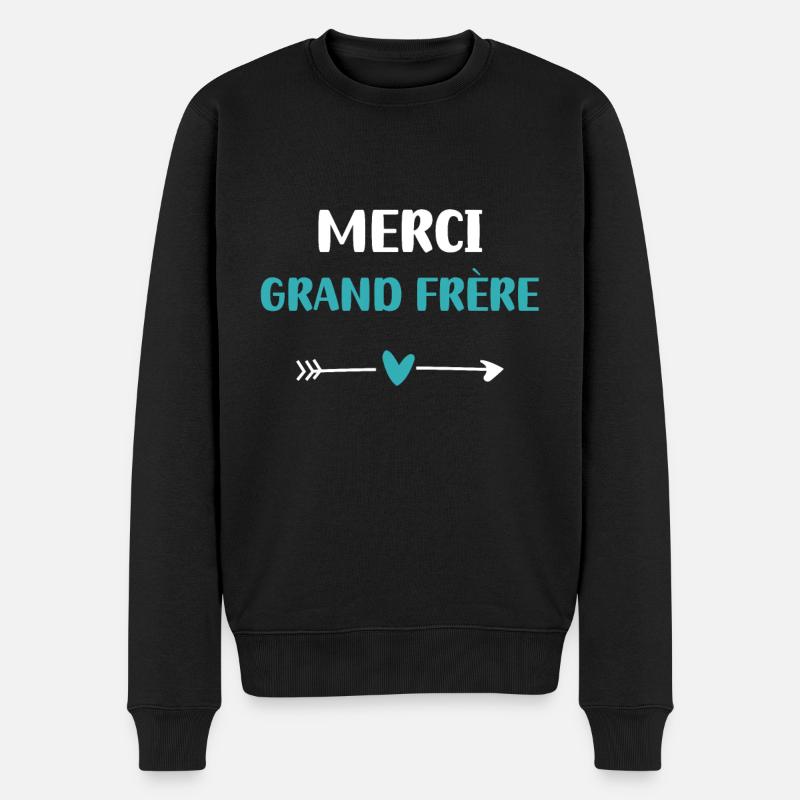 merci grand frère coeur - Pull Premium bio Homme - noir