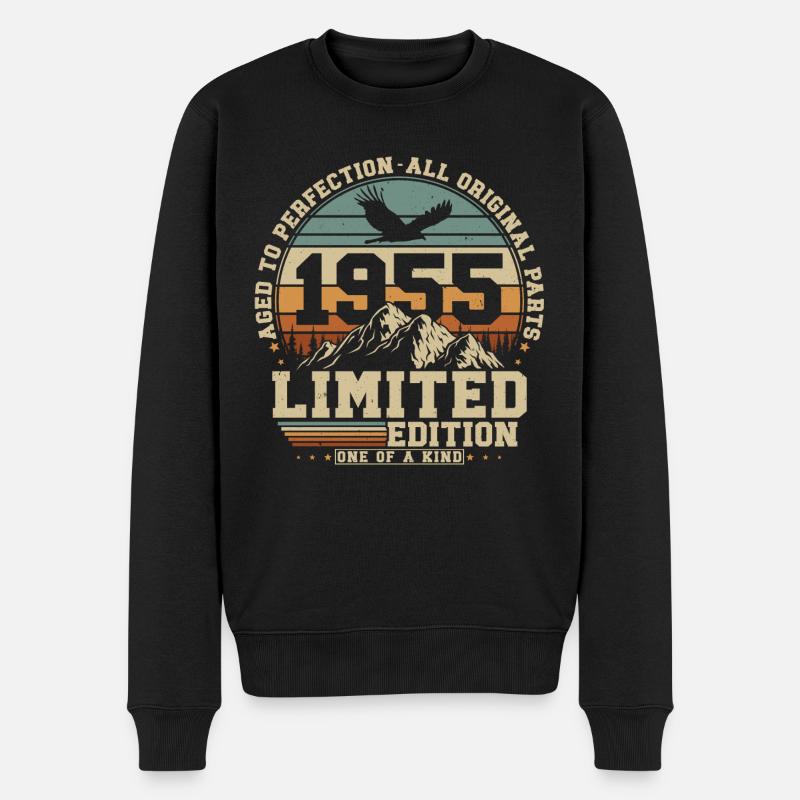 1955 Jahrgang geboren Vintage Geburtstag Geschenk - Männer Premium Bio Pullover - Schwarz