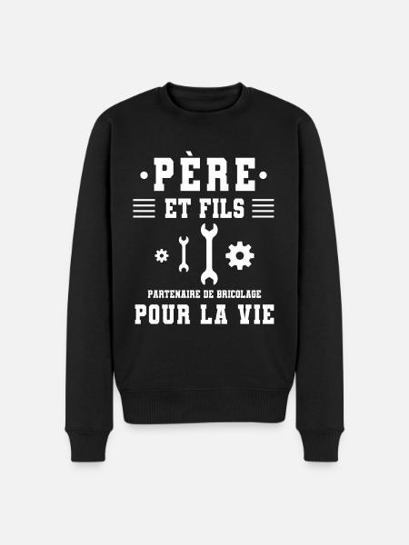 père fils bricolage papa - Pull Premium bio Homme - noir