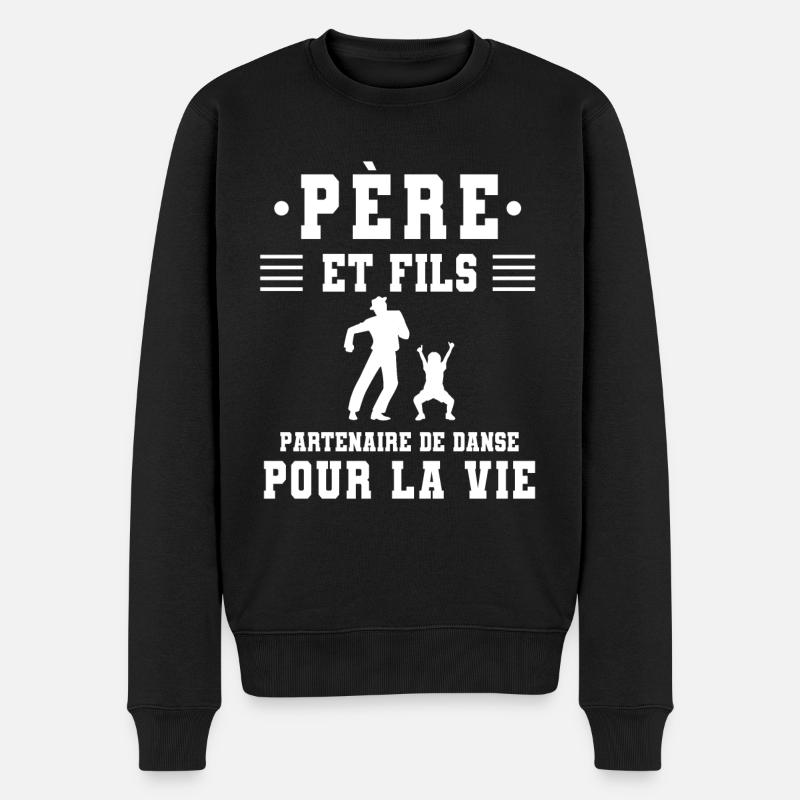 père fils danse papa - Pull Premium bio Homme - noir