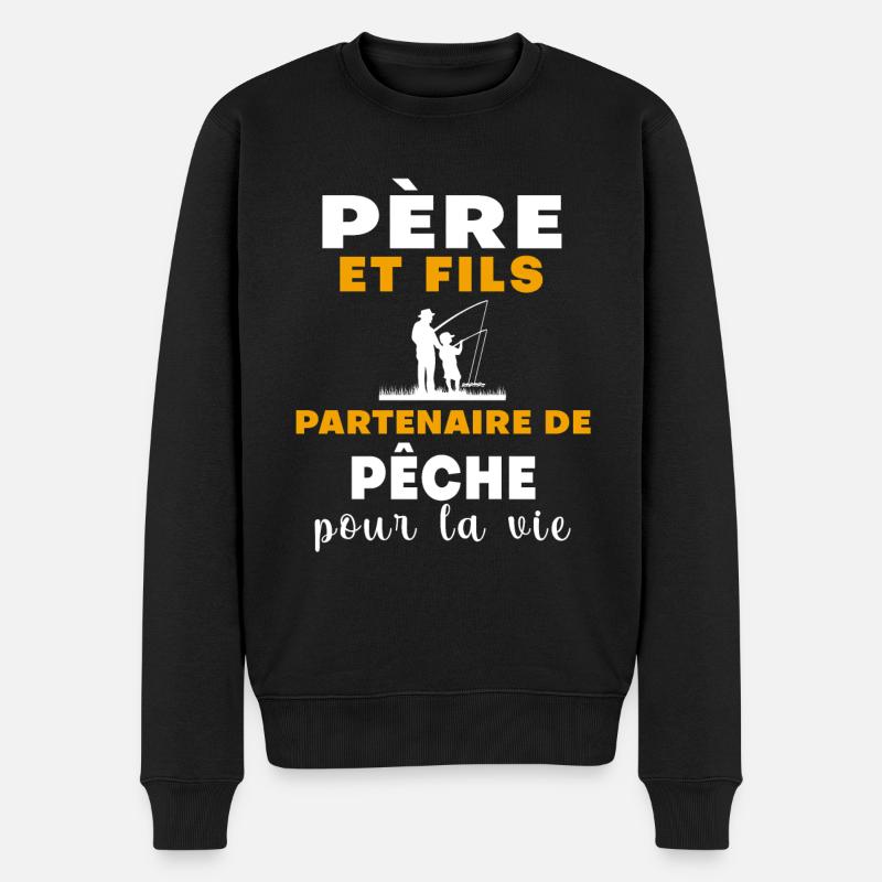 pêche père et fils papa pêcheur - Pull Premium bio Homme - noir