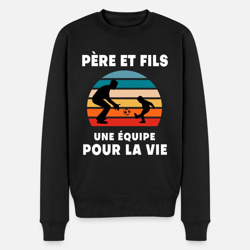 Vater und Sohn Retro Vintage Fußball Papa - Männer Premium Bio Pullover - Schwarz