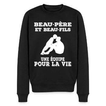 beau-papa beau-père beau-fils - Pull Premium bio Homme - noir - Devant - Nico (187cm)