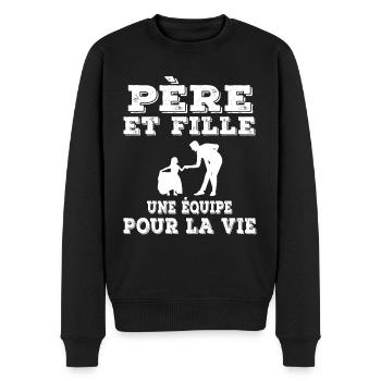 papa père et fille père - Pull Premium bio Homme - noir - Devant - Nico (187cm)