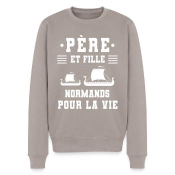 Father and daughter Norman Normandy - Men's Premium Organic Jumper - taupe - Front - Nico (187cm)