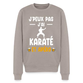 karatéka je peux pas j'ai karaté apéro - Pull Premium bio Homme - taupe - Devant - Nico (187cm)