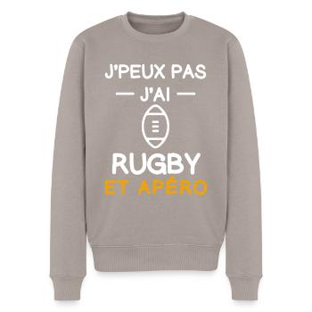 I can't I have rugby ball aperitif rugbyman - Men's Premium Organic Jumper - taupe - Front - Nico (187cm)