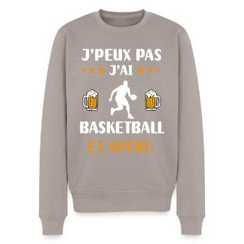 I can't I have basketball aperitif humor gift - Men's Premium Organic Jumper - taupe - Front - Nico (187cm)