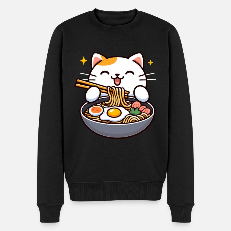 Anime Chat Ramen - Pull Premium bio Homme - noir