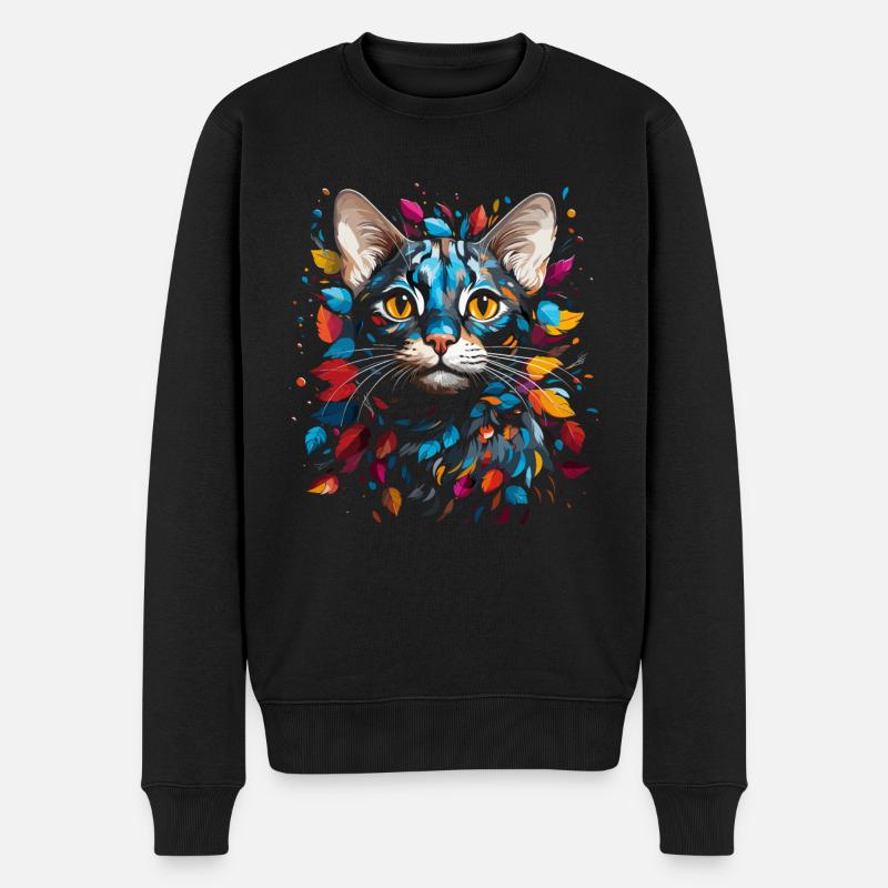 Bengal Katze - Männer Premium Bio Pullover - Schwarz