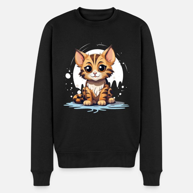 Bengal Katze - Männer Premium Bio Pullover - Schwarz