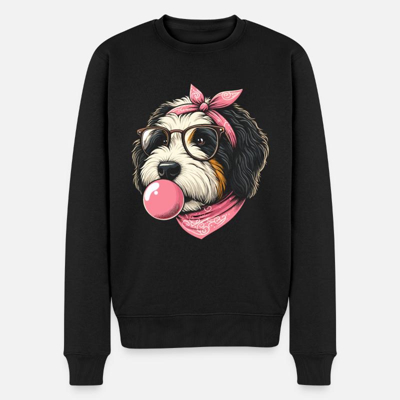 Bernedoodle Hund Kaugummi - Männer Premium Bio Pullover - Schwarz