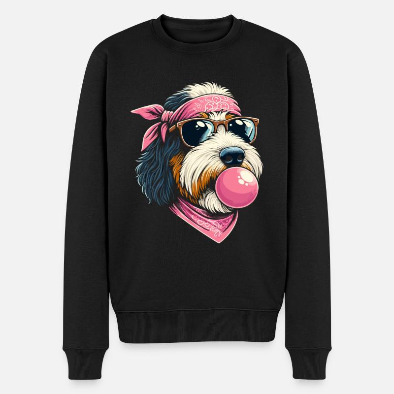 Bernedoodle Hund Kaugummi - Männer Premium Bio Pullover - Schwarz