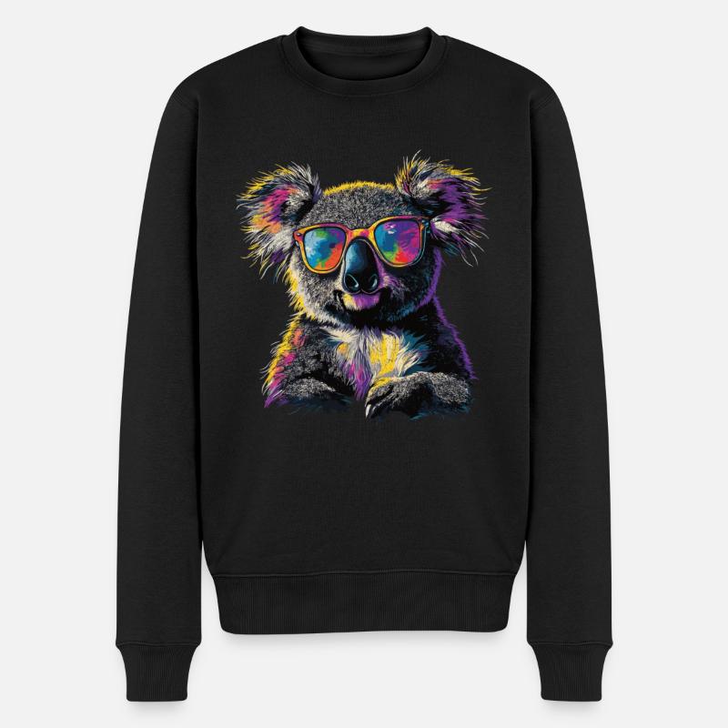 Koala Mit Sonnenbrille - Männer Premium Bio Pullover - Schwarz