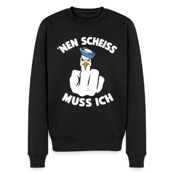 Lustig Möwe Cooler Spruch Nen Scheiß Muss Ich - Männer Premium Bio Pullover - Schwarz - Vorne - Nico (187cm)