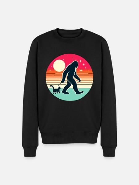 Bigfoot Cat Funny Pictures - Men's Premium Organic Jumper - black