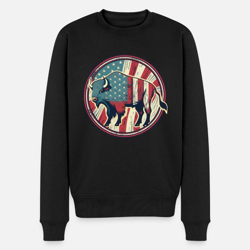 American Bison - Männer Premium Bio Pullover - Schwarz