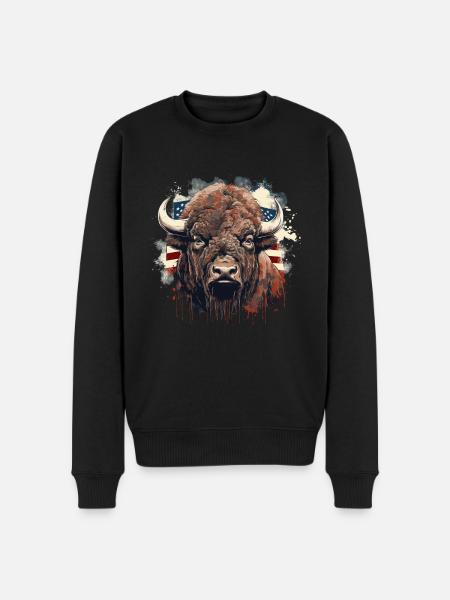 American Bison - Men's Premium Organic Jumper - black