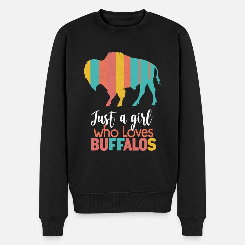 Nur ein Mädchen, das Buffalos liebt Büffel - Männer Premium Bio Pullover - Schwarz