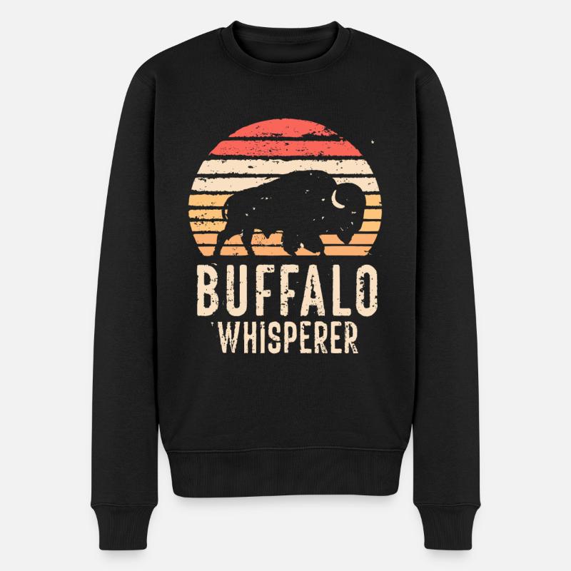 Buffalo Whisperer - Männer Premium Bio Pullover - Schwarz