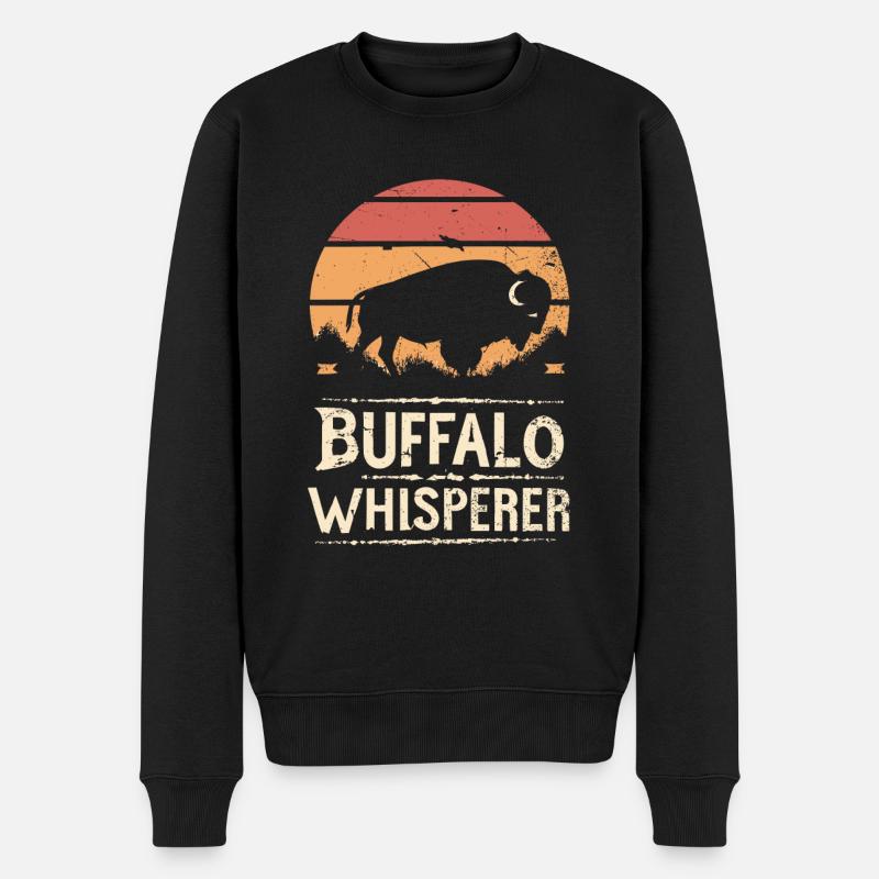 Buffalo Whisperer - Männer Premium Bio Pullover - Schwarz