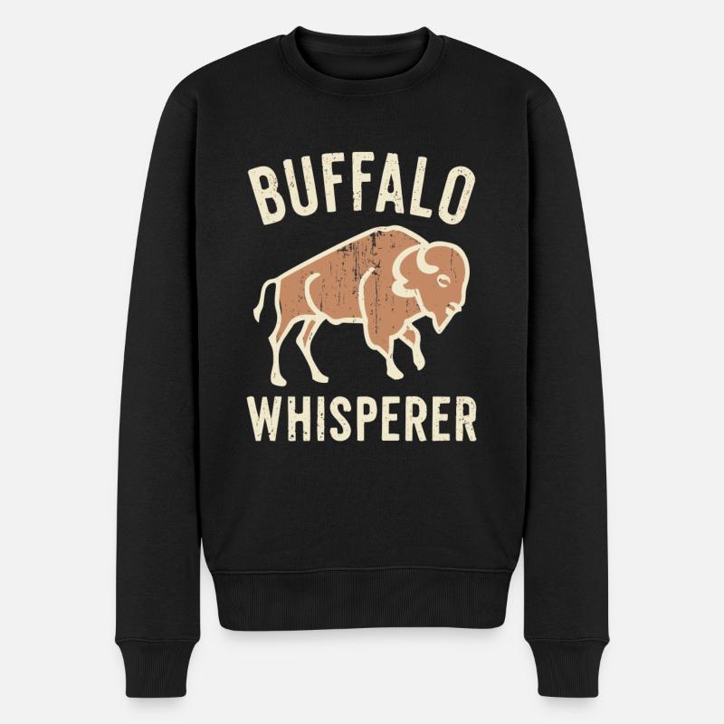 Buffalo Whisperer - Männer Premium Bio Pullover - Schwarz