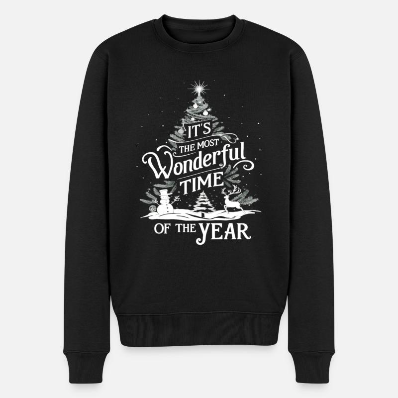 Heiligabend Weihnachten Schönste Zeit Des Jahres - Männer Premium Bio Pullover - Schwarz