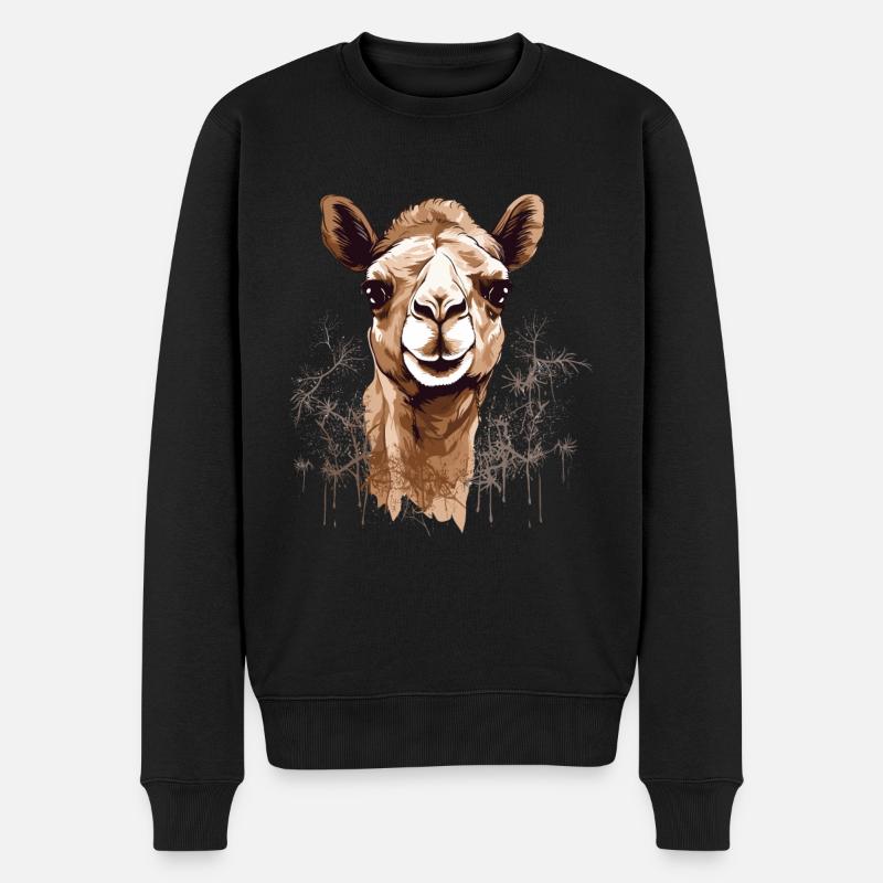 Kamel Kamelkopf - Männer Premium Bio Pullover - Schwarz